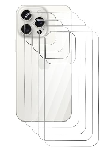DETUEUA Rückseite Schutzfolie für iPhone 15 Pro Max, 4 Stück Panzer Schutz Glas Hinten Schutzfolie Transparent Dünn Folie, HD Klar & Kratzfest von DETUEUA