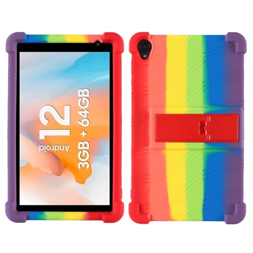 DETUEUA Silikon Hülle für Blackview Tab 50, Soft Tablet Case Hülle Weiche Stoßfeste Schutzhülle Cover mit Ständer - Regenbogenfarben von DETUEUA