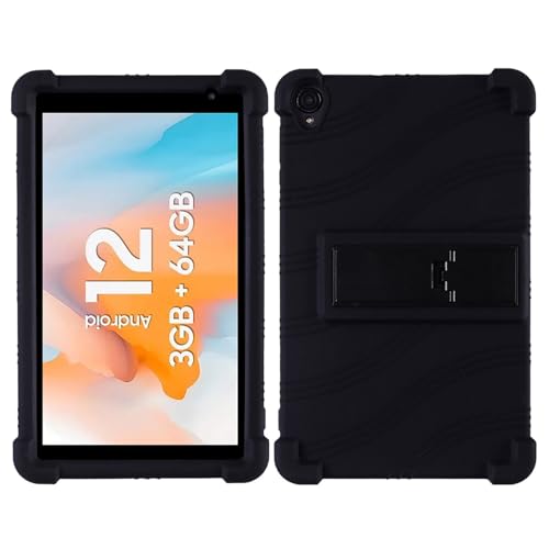 DETUEUA Silikon Hülle für Blackview Tab 50, Soft Tablet Case Hülle Weiche Stoßfeste Schutzhülle Cover mit Ständer - Schwarz von DETUEUA
