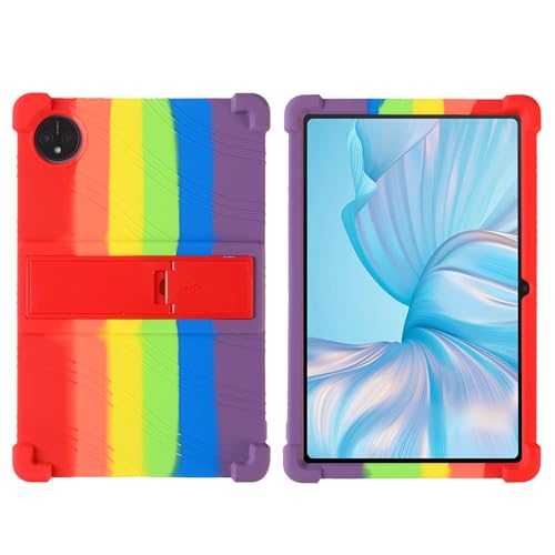 DETUEUA Silikon Hülle für Blackview Tab 80 10.1, Soft Tablet Case Hülle Weiche Stoßfeste Schutzhülle Cover mit Ständer - Regenbogenfarben von DETUEUA