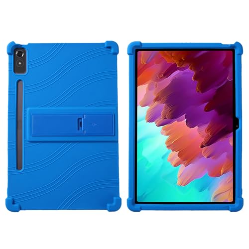 DETUEUA Silikon Hülle für Lenovo Tab P12 12.7 2023, Soft Tablet Case Hülle Weiche Stoßfeste Schutzhülle Cover mit Ständer - Blau von DETUEUA