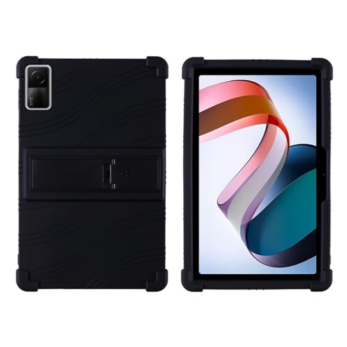 DETUEUA Silikon Hülle für Redmi Pad SE/23073RPBFG, Soft Tablet Case Hülle Weiche Stoßfeste Schutzhülle Cover mit Ständer - Schwarz von DETUEUA