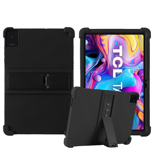 DETUEUA Silikon Hülle für TCL TAB 10 Gen 2, Soft Tablet Case Hülle Weiche Stoßfeste Schutzhülle Cover mit Ständer - Schwarz von DETUEUA