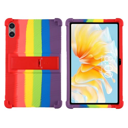 DETUEUA Silikon Hülle für Teclast T40 Air/Teclast T40 HD, Soft Tablet Case Hülle Weiche Stoßfeste Schutzhülle Cover mit Ständer - Regenbogenfarben von DETUEUA