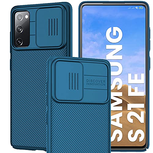 DEVASO Hülle Kompatibel mit Samsung Galaxy S21 FE mit Kamera Schutz Schieber PC Schutzhülle Stoßfest rutschfest Handyhülle - Blau von DEVASO
