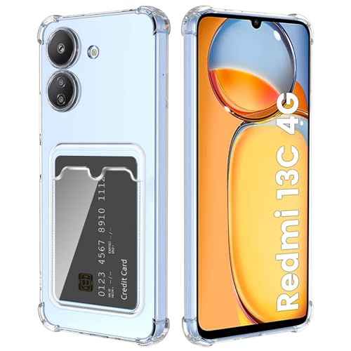 DEVASO Hülle für Redmi 13C 4G mit Kartenhalter Transparent Crystal TPU Silikon Schutzhülle Kratzfest Handyhülle Kunststoffhülle von DEVASO