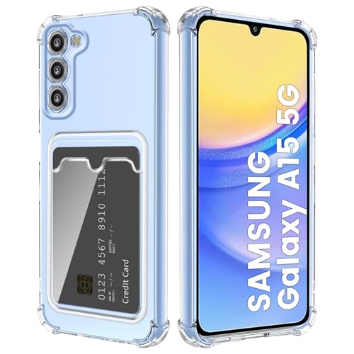 DEVASO Hülle für Samsung Galaxy A15 mit Kartenhalter Transparent Crystal TPU Silikon Schutzhülle Kratzfest Handyhülle Kunststoffhülle von DEVASO