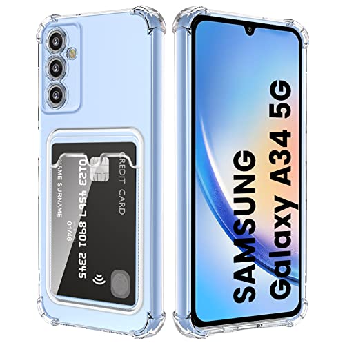 DEVASO Hülle für Samsung Galaxy A34 5G mit Kartenhalter Transparent Crystal TPU Silikon Schutzhülle Kratzfest Handyhülle Kunststoffhülle von DEVASO