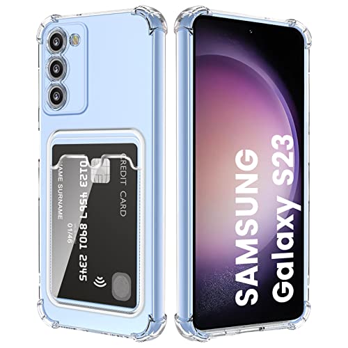 DEVASO Hülle für Samsung Galaxy S23 5G mit Kartenhalter Transparent Crystal TPU Silikon Schutzhülle Kratzfest Handyhülle Kunststoffhülle von DEVASO