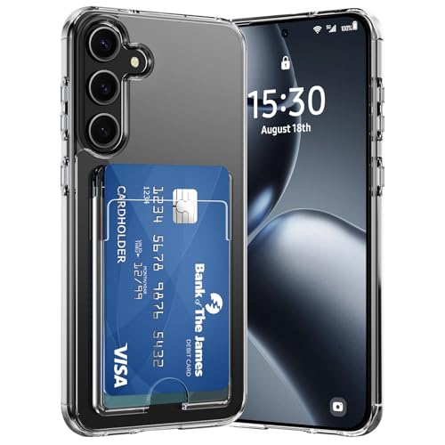 DEVASO Hülle für Samsung Galaxy S25 Plus Handyhülle mit Kartenfach Dünn Transparent Crystal TPU Silikon Schutzhülle Stoßfest Handy Tasche Bumper Brieftasche Case Cover für 2 Karten von DEVASO