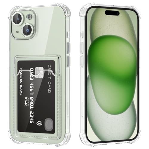 DEVASO Hülle für iPhone 15 Plus mit Kartenhalter Transparent Crystal TPU Silikon Schutzhülle Kratzfest Handyhülle Kunststoffhülle von DEVASO