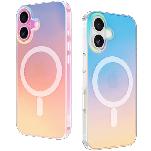 DEVASO Magnetisch Hülle für iPhone 16 Kompatibel mit MagSafe, Schillernd Fluoreszierend Handyhülle Anti-Fingerabdruck Anti-Schock Schöne Lichteffekt Schutzhülle für Frauen und Mädchen von DEVASO