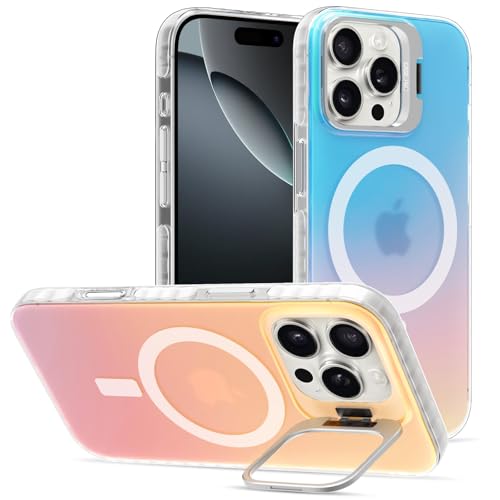 DEVASO Magnetisch Hülle für iPhone 16 Pro Max mit Ständer, Kompatibel mit MagSafe, Schillernd Fluoreszierend Matt Handyhülle Anti-Fingerabdruck Anti-Schock Schöne Lichteffekt Schutzhülle von DEVASO