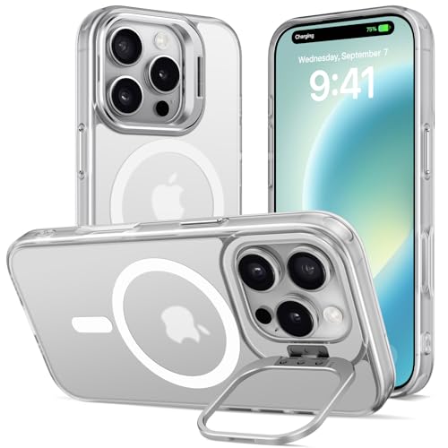 Magnetisch Hülle für iPhone 16 Pro mit Ständer, Kompatibel mit MagSafe, Matt Samtweiche Haptik Handyhülle Durchscheinende Rückseite Dünn Stoßfest Schutzhülle Anti-Fingerabdruck Case,Durchsichtig Magnetisch Hülle für iPhone 16 Pro mit Ständer, Kompatibel mit MagSafe, Matt Samtweiche Haptik Handyhülle Durchscheinende Rückseite Dünn Stoßfest Schutzhülle Anti-Fingerabdruck Case,Durchsichtig von DEVASO