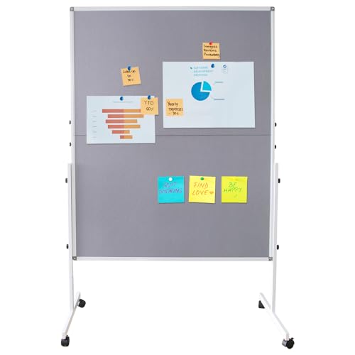 DEVELOP Metaplanwand Groß – Mobile Moderationstafel aus Filz mit Rollen, Klappbar & Doppelseitig Benutzbar Pinnwand Room Divider für Projektarbeit & Meetings, 120x150 cm Grau von DEVELOP
