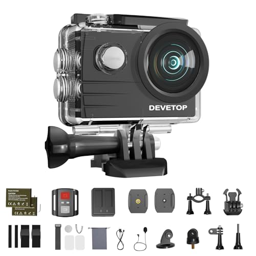 DEVETOP Glory60 Action Cam 4K/30FPS Unterwasserkamera 40M Wasserdicht 20MP WiFi mit Weitwinkel 170° externes Mikrofon Ultra HD Wireless Fernbedienung 2.4G 2x1050mAh Batterien und Zubehör DEVETOP Glory60 Action Cam 4K/30FPS Unterwasserkamera 40M Wasserdicht 20MP WiFi mit Weitwinkel 170° externes Mikrofon Ultra HD Wireless Fernbedienung 2.4G 2x1050mAh Batterien und Zubehör von DEVETOP