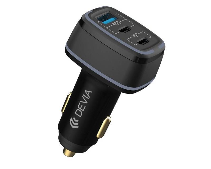 DEVIA Autoladegerät 115W Schnellladegerät 2x USB-C 1x USB schwarz Schnelllade-Gerät (1-tlg) von DEVIA