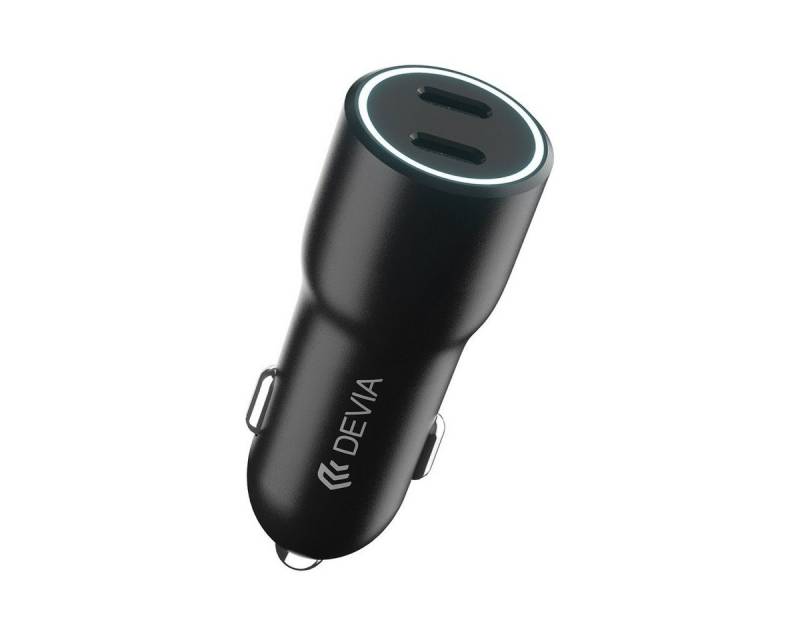 DEVIA Autoladegerät Smart PD 2x USB-C 40W schwarz Schnellladegerät Schnelllade-Gerät (1-tlg) von DEVIA
