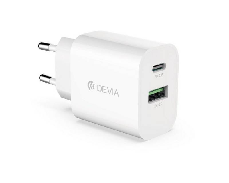 DEVIA Wandladegerät Smart PD 1x USB-C 1x USB 20W weiß Schnellladegerät Schnelllade-Gerät (1-tlg) von DEVIA