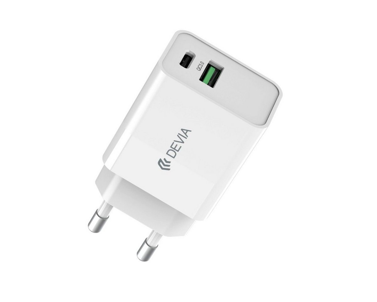 DEVIA Wandladegerät Smart PD 1x USB-C 1x USB 30W Schnellladegerät weiß Smartphone-Ladegerät (1-tlg) von DEVIA