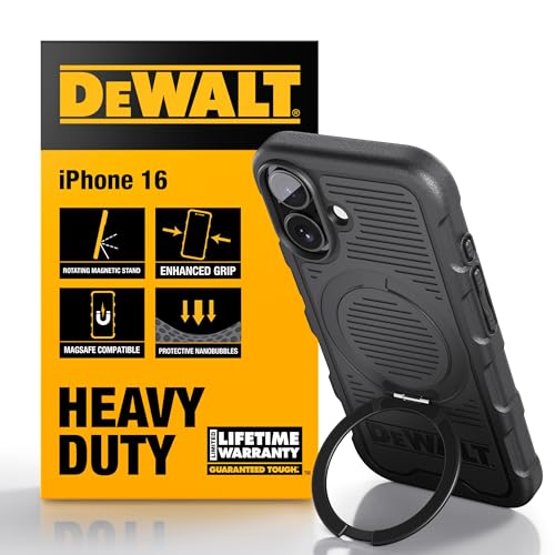 DEWALT 360° drehbarer Magnetring für iPhone 16 Hülle Serie, robuster Fallschutz, Ständer & Ringhalter, stoßfeste Nanoblasen für iPhone 16 Serie Ostand, Schwarz (iPhone 16 Pro) DEWALT 360° drehbarer Magnetring für iPhone 16 Hülle Serie, robuster Fallschutz, Ständer & Ringhalter, stoßfeste Nanoblasen für iPhone 16 Serie Ostand, Schwarz (iPhone 16 Pro) von DEWALT