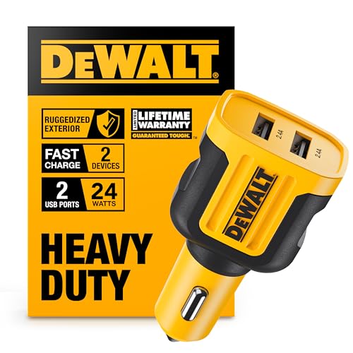 DEWALT Strapazierfähiger 24-W-USB-Auto-Ladeadapter, Zigarettenanzünder-Adapter, USBA-Ladegerät, Schnellladegerät, Handy-Autoladegeräte für iPhone, Samsung Galaxy, iPad DEWALT Strapazierfähiger 24-W-USB-Auto-Ladeadapter, Zigarettenanzünder-Adapter, USBA-Ladegerät, Schnellladegerät, Handy-Autoladegeräte für iPhone, Samsung Galaxy, iPad von DEWALT