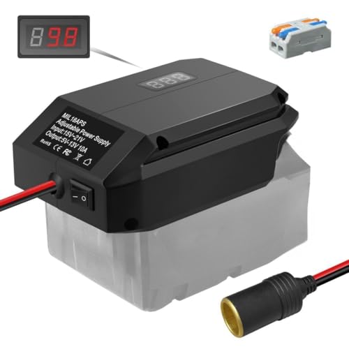 18 V auf 12 V Step-Down-Konverter für Milwaukee M18 18 V Batterie, Batterieadapter, Zigarettenanzünder-Adapter, Power-Rad-Adapter für alle Auto-Geräte, Auto-Kühlschränke von DEWDYS