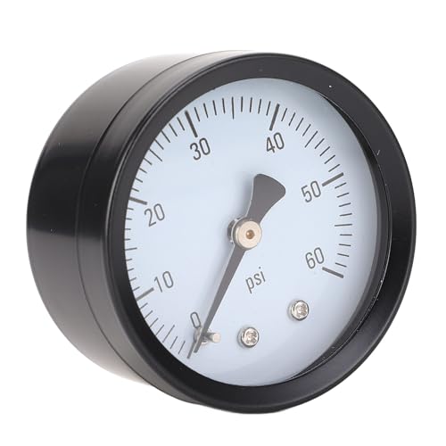 DEWIN Axiales Manometer, 50 Mm Zifferblatt, 1/4 Zoll Edelstahl-Eisen-Manometer, Skala, Niederdruckmessgerät für Luft, Wasser, Öl und Gas (0–60 psi) von DEWIN