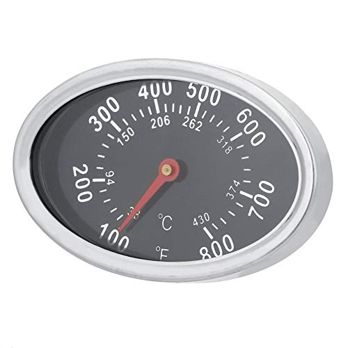 DEWIN BBQ Grill-Thermometer, Oval geformtes Edelstahl Röstthermometer 430 ℃, Grillthermometerfür Grills, Ofen, Räucherofen und Grillwagen, analog, Grillzubehör (Anzeige: Celsius und Fahrenheit) von DEWIN