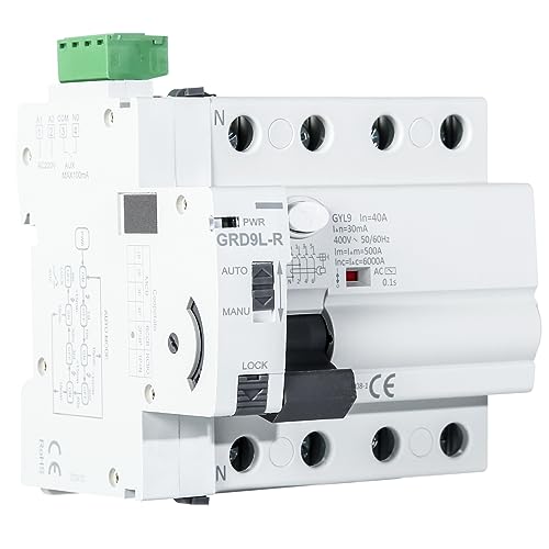 DEWIN FI Schutzschalter, RCCB Leitungsschutzschalter FI-Schutzschalter Fehlerstromschutzschalter Automatisches Wiedereinschaltgerät Circuit Breaker 4P 40A 30mA AC 230V von DEWIN