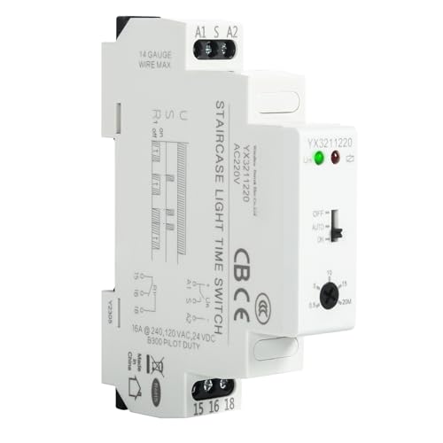 DEWIN Zeitschaltuhr Hutschiene, Treppenlicht Schaltuhr Beleuchtungs Timer Schalter 0,5–20 Minuten Verzögerung Aus Relais 16A AC 220V DEWIN Zeitschaltuhr Hutschiene, Treppenlicht Schaltuhr Beleuchtungs Timer Schalter 0,5–20 Minuten Verzögerung Aus Relais 16A AC 220V von DEWIN