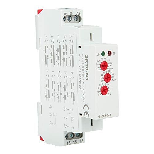 DEWIN Zeitrelais 230V, Zeitschaltuhr Hutschiene GRT8-M1 Multifunktionales Verzögerungszeitrelais Hutschienenmontage mit 10 Funktionen AC/DC 12V~240V DEWIN Zeitrelais 230V, Zeitschaltuhr Hutschiene GRT8-M1 Multifunktionales Verzögerungszeitrelais Hutschienenmontage mit 10 Funktionen AC/DC 12V~240V von DEWIN