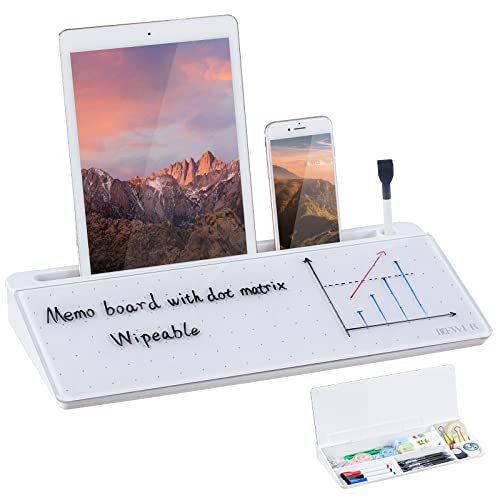 DEWUR Glas Whiteboard Desktop Memoboard, als Dock Handy Ständer, Tablet Ständer Tastatur Ständer Schreibtisch Organizer mit Zubehör für Büro, Zuhause von DEWUR