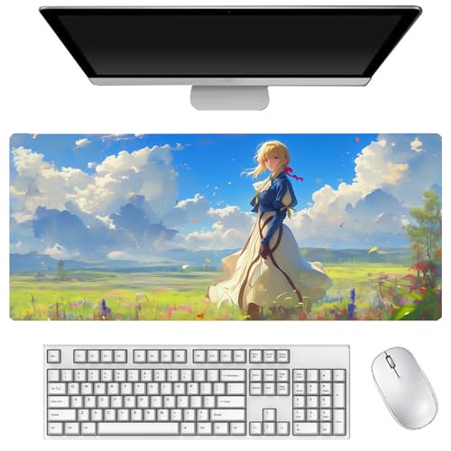 DEXSHUN Violet Evergarden Mauspad, großes Anime-Mauspad 900 x 400 mm, Violet Evergarden, Tastaturpad, Schreibtischpad, Gaming Anime Zubehör, rutschfeste Gummibasis, wasserdicht, leicht zu waschen DEXSHUN Violet Evergarden Mauspad, großes Anime-Mauspad 900 x 400 mm, Violet Evergarden, Tastaturpad, Schreibtischpad, Gaming Anime Zubehör, rutschfeste Gummibasis, wasserdicht, leicht zu waschen von DEXSHUN