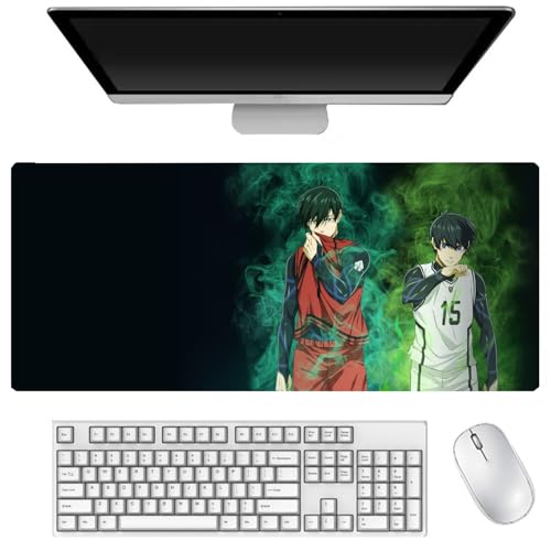 Seishiro Nagi Mauspad, großes Anime-Mauspad 900 x 400 mm, Isagi Yoichi, Chigiri Hyoma, Tastaturpad, Schreibtischpad, Gaming Anime Zubehör, rutschfeste Gummibasis, wasserdicht, leicht zu waschen von DEXSHUN