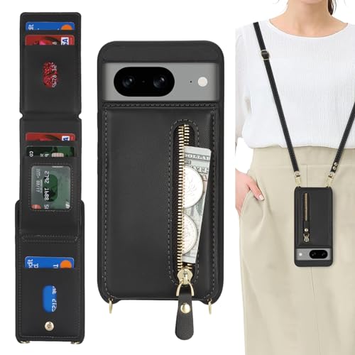 DEYHU Schutzhülle für Google Pixel 8 mit Kartenfach für Damen, für Pixel 8, Handyhülle mit Riemen, Kreditkartenfächern, Crossbody, mit Ständer, Reißverschluss, für Pixel 8, Schwarz DEYHU Schutzhülle für Google Pixel 8 mit Kartenfach für Damen, für Pixel 8, Handyhülle mit Riemen, Kreditkartenfächern, Crossbody, mit Ständer, Reißverschluss, für Pixel 8, Schwarz von DEYHU