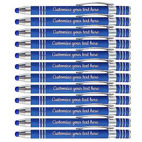 DEZUNTU Personalisierte Stifte mit Stylus, individuell bedruckte Namensstifte mit schwarzer Tinte, personalisiert und bedruckt mit Logo oder Nachricht, tolle Geschenkideen, 156 Stück von DEZUNTU