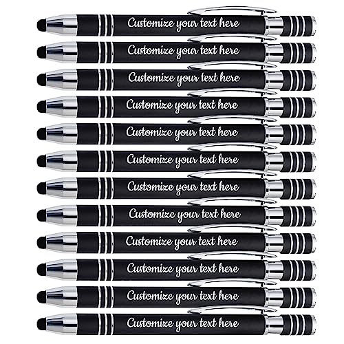 DEZUNTU Personalisierte Stifte mit Stylus, individuell bedruckte Namensstifte mit schwarzer Tinte, personalisiert und bedruckt mit Logo oder Nachricht, tolle Geschenkideen, 36 Stück von DEZUNTU