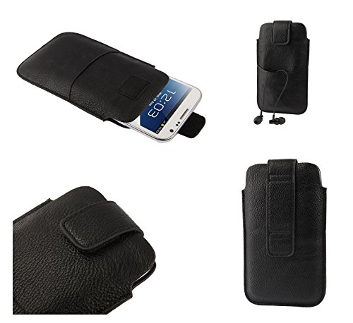 DFV mobile - Etui Tasche Schutzhülle aus Kunstleder mit Klettbandverschluss und Vordertasche für Cyrus CS45 (2019) - Schwarz von DFV mobile