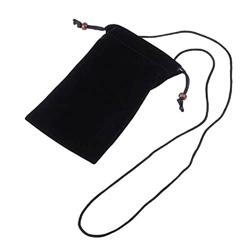 DFV mobile - Etui mit Kette und Schleife-Verschluß Tasche aus Stoff Kunstwildleder Weichem Tuch für Cat S42 H+ (2021) - Schwarz von DFV mobile