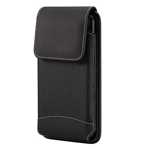 DFV mobile - Gürtelgehäuse Abdeckung Vertikales Leder und Nylon für Google Pixel 6 Pro (2021) - Schwarz von DFV mobile