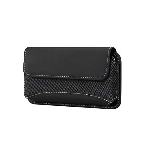 DFV mobile - Gürtelschutzhülle Etui Horizontal Neues Leder & Nylon für Cat S62 Pro (2020) - Schwarz von DFV mobile