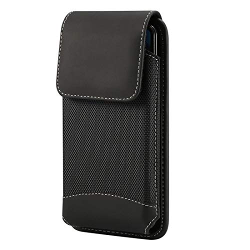 DFV mobile - Gürtelschutzhülle Etui Vertikal Leder & Nylon für Nokia 8.1 (2019) - Schwarz von DFV mobile