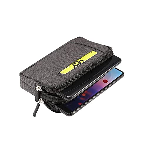 DFV mobile - Multipurpose Horizontal Belt Case 2 Compartments Zipper für Qin QF9 (2020) - Black (15x8cm) von DFV mobile