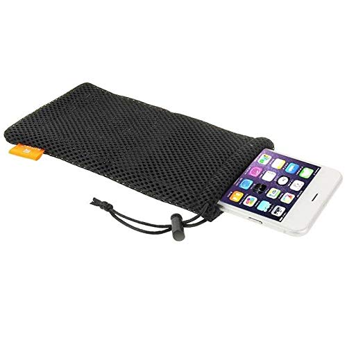 DFV mobile - Nylon Mesh Pouch Bag with Chain and Loop Closure für Motorola Moto G54 (2023) - Black von DFV mobile