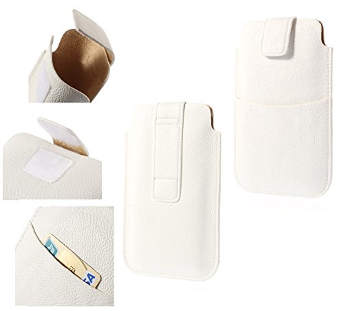 DFV mobile - Synthetic Leather Cover Adhesive Fabric Closure Front Pocket für Onyx BOOX Palma (2023) - White von DFV mobile