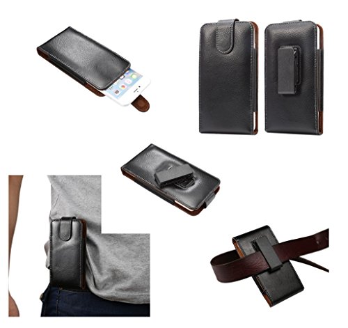 DFV mobile - Gürteltasche Echtleder Etui mit Gürtelclips Swivel 360 aus Premium Echtem Leder für WICKEDLEAK WAMMY Titan 5 - Schwarz von DFV mobile