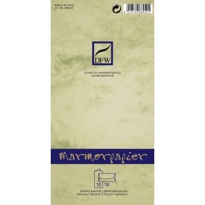 DFW Marmorpaier 10 Doppelkarten 200g A6 und 10 Briefumschläge 90g C6 880400 blaugrau von DFW