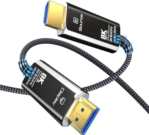 DGHUMEN 8K 4K HDMI Glasfaserkabel 20M, 48Gbps Optiches HDMI 2.1 Kabel High Speed Nylon Geflochtenes, 8K@60Hz 4k@120/144Hz HDR eARC 3D Dolby HDCP 2.2 für PS5, Xbox Series X, PC, TV DGHUMEN 8K 4K HDMI Glasfaserkabel 20M, 48Gbps Optiches HDMI 2.1 Kabel High Speed Nylon Geflochtenes, 8K@60Hz 4k@120/144Hz HDR eARC 3D Dolby HDCP 2.2 für PS5, Xbox Series X, PC, TV von DGHUMEN