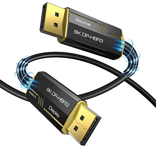 DGHUMEN 8K DisplayPort Kabel 1.4 Glasfaserkabel 15m,Lang DP zu DP Kabel Unterstützt 8K@60Hz 4K@144Hz,High Speed 48Gbps,32 Gbit/s/HDCP 2.2/3D/HDR für Gaming Monitor Grafikkarte Laptop von DGHUMEN